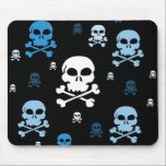 Cartoon Skulls Collage - Blue mousepads