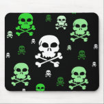 Cartoon Skulls Collage - Green mousepads