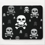 Cartoon Skulls Collage - Greyscale mousepads