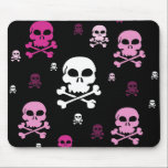 Cartoon Skulls Collage - Pink mousepads