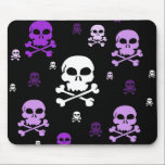 Cartoon Skulls Collage - Purple mousepads