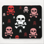 Cartoon Skulls Collage - Red mousepads