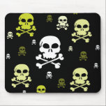 Cartoon Skulls Collage - Yellow mousepads