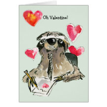 Cartoon Sloth Valentines Day Card