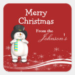 Cartoon Snowman Christmas Gift Tags Sticker