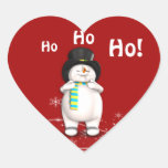 Cartoon Snowman Christmas Heart Sticker