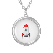 Cartoon Space Rocket Personalized Necklace