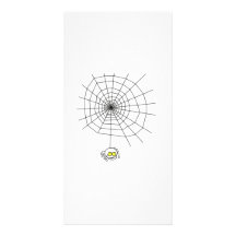 Cartoon Spider Hanging from Web Custom Photo Card
