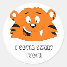 Cartoon Tiger With Sweet Tooth Sticker