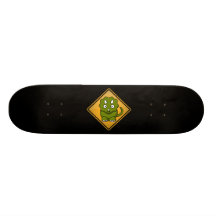 Cartoon Triceratops Warning Sign Skate Deck