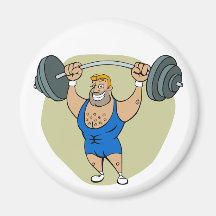 Cartoon Weightlifter Magnets