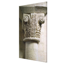 Carved column decorated with croziers and spirals stretched canvas prints