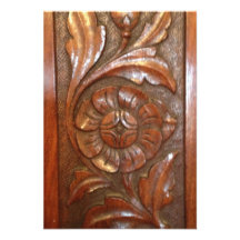 carved wood flower filigree pattern custom invite