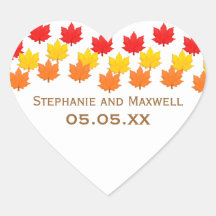 Cascading Leaves Fall Wedding Stickers