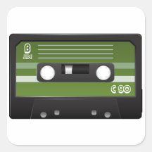Casete verde calcomania cuadradas personalizadas
