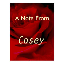 Casey Red Rose Note Postcard