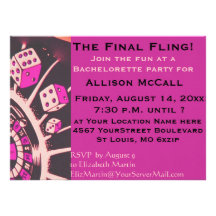 Casino Dice Final Fling Bachelorette Party Invitation
