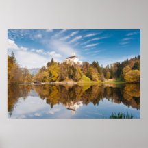 Castle reflected in lake. Trakoshchan photo print.