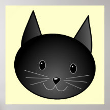 Cat. Adorable black kitty. Print