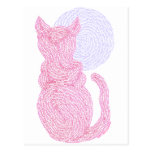 Cat And The Moon Art Postcard