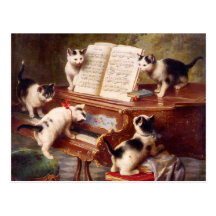 Cat Art: The Kitten's Recital Post Card