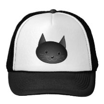 Cat. Cute black kitty. Hats