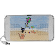 Cat Friends Playing On A Sandy Beach Notebook Speakers