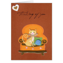 Cat in Chair Thinking of You Card