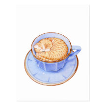 Cat in Coffee Postcard