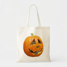 Cat in Pumpkin Bags