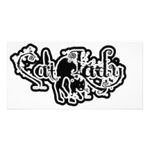 Cat Lady Black & White Personalized Photo Card