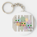 Cat Lovers "Three Amigos" Cat Art Keychain