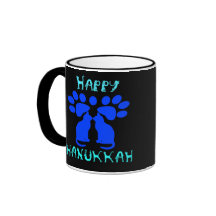 Cat Menorah Happy Hanukkah Mugs