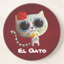 Cat of Day of The Dead Drink Coaster