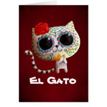 Cat of Day of The Dead Greeting Cards