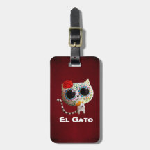 Cat of Day of The Dead Luggage Tag