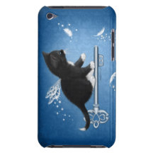 Cat on Key of Feathers iTouch Case Barely There iPod Cover