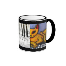 Cat on Piano Keyboard Coffee Mug