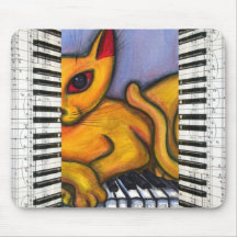 Cat on Piano Keyboard Mousepads