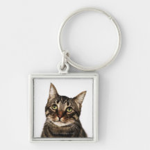Cat on white background 2 key chain