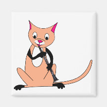 Cat Playing the Clarinet Fridge Magnets