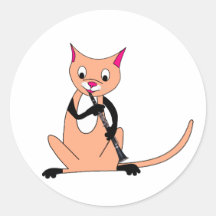 Cat Playing the Clarinet Sticker