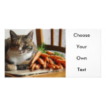 Cat 'Red' with Carrots Customized Photo Card