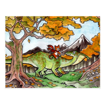 Cat Rides a Dinosaur Postcards