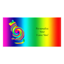 Cat Shaped Rainbow Twirl Photo Greeting Card