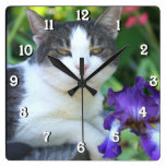Cat  square clock