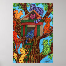 Cat Tree House Print