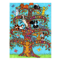 Cat Tree of Life 2 Postcard