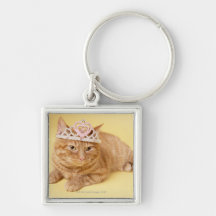 Cat wearing tiara key chain
