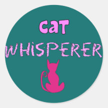 "Cat Whisperer" Cat Lover Gifts Round Stickers